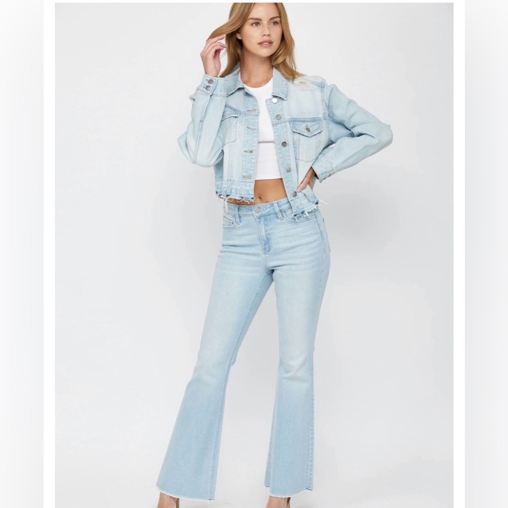 New Mica Chic Light Blue Flare Jeans for Women. Stretch of a Judy Blue Jean